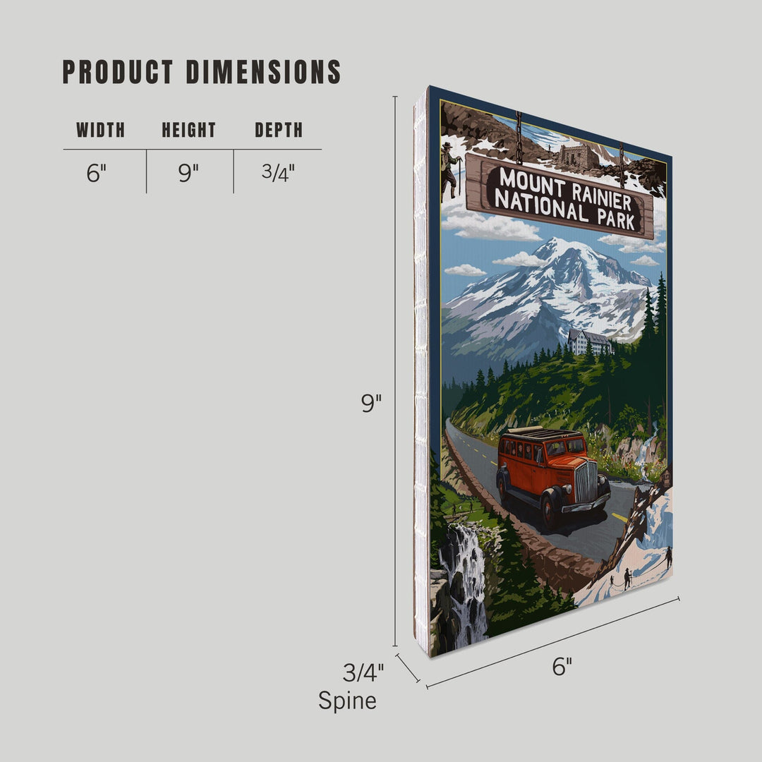 Lined 6x9 Journal, Mount Rainier National Park, Washington, Montage, Lay Flat, 193 Pages, FSC paper Home Lantern Press 