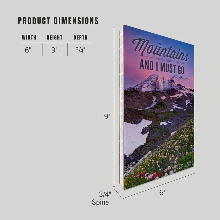 Lined 6x9 Journal, Mount Rainier National Park, Washington, Mountains are Calling and I Must Go Press, Lay Flat, 193 Pages, FSC paper Home Lantern Press 