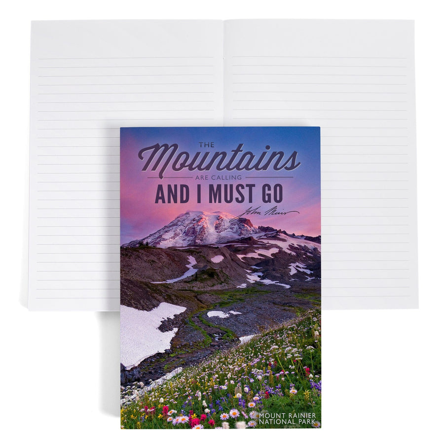 Lined 6x9 Journal, Mount Rainier National Park, Washington, Mountains are Calling and I Must Go Press, Lay Flat, 193 Pages, FSC paper Home Lantern Press 