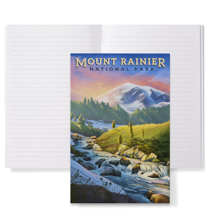 Lined 6x9 Journal, Mount Rainier National Park, Washington, Oil Painting, Lay Flat, 193 Pages, FSC paper Home Lantern Press 