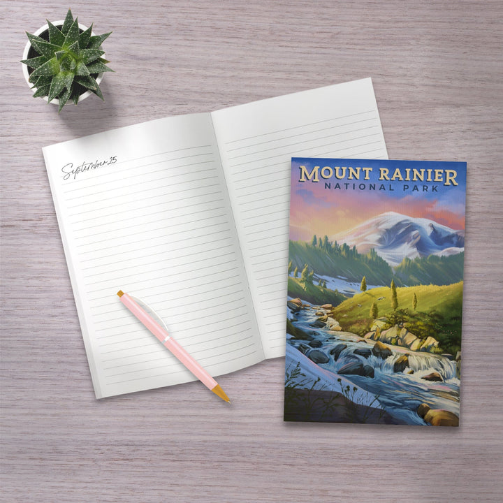 Lined 6x9 Journal, Mount Rainier National Park, Washington, Oil Painting, Lay Flat, 193 Pages, FSC paper Home Lantern Press 