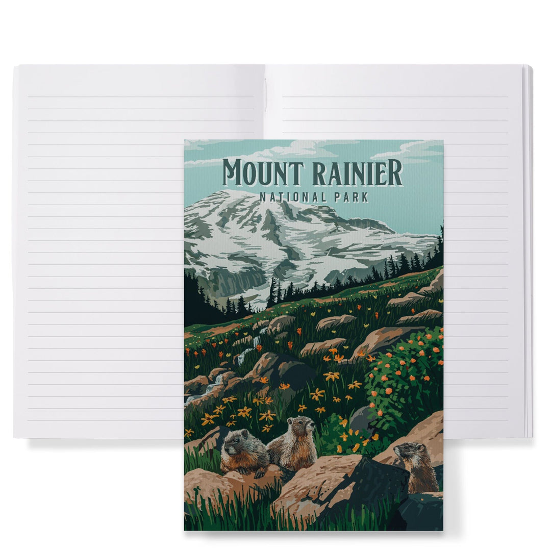 Lined 6x9 Journal, Mount Rainier National Park, Washington, Painterly National Park Series, Lay Flat, 193 Pages, FSC paper Home Lantern Press 