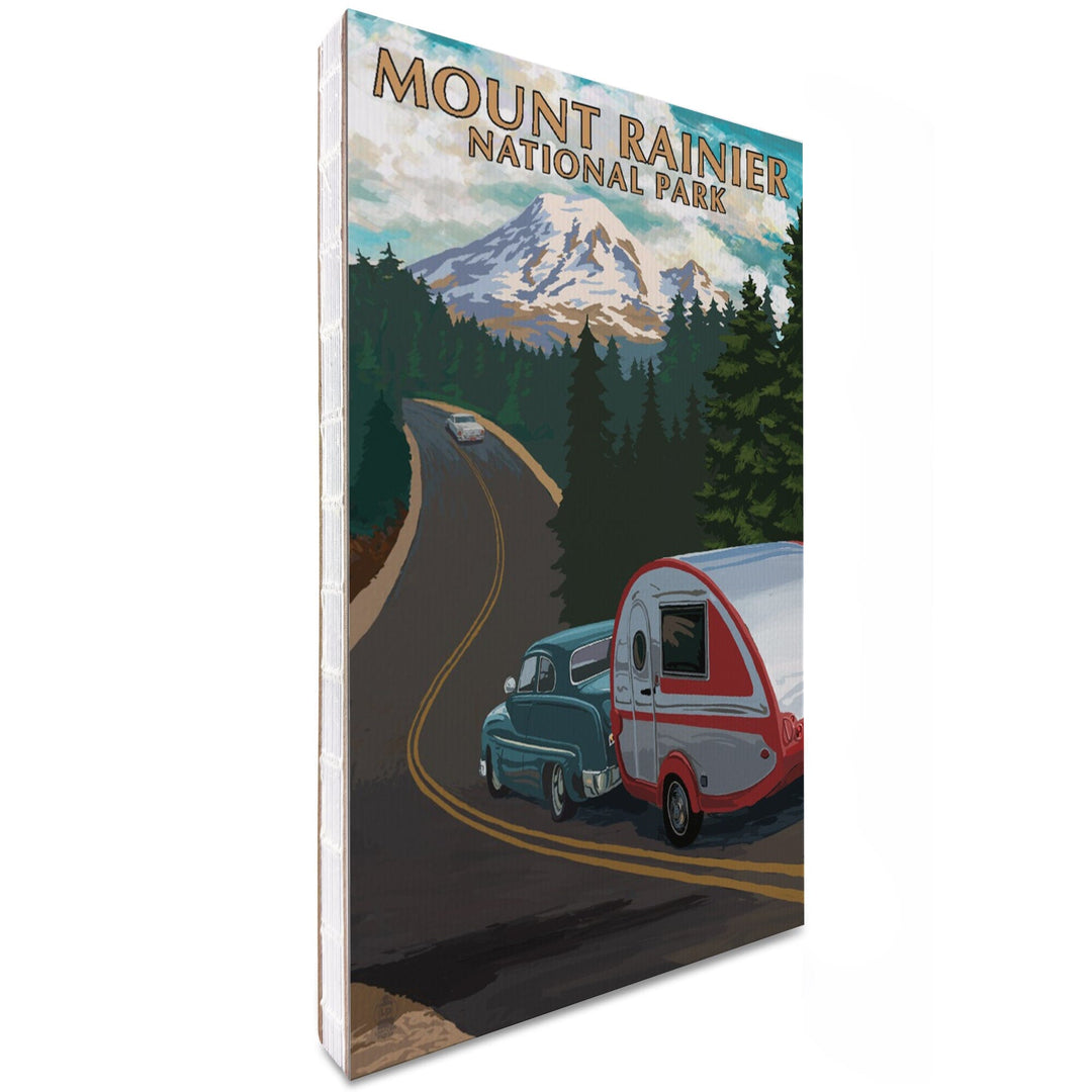 Lined 6x9 Journal, Mount Rainier National Park, Washington, Retro Camper on Road, Lay Flat, 193 Pages, FSC paper Home Lantern Press 