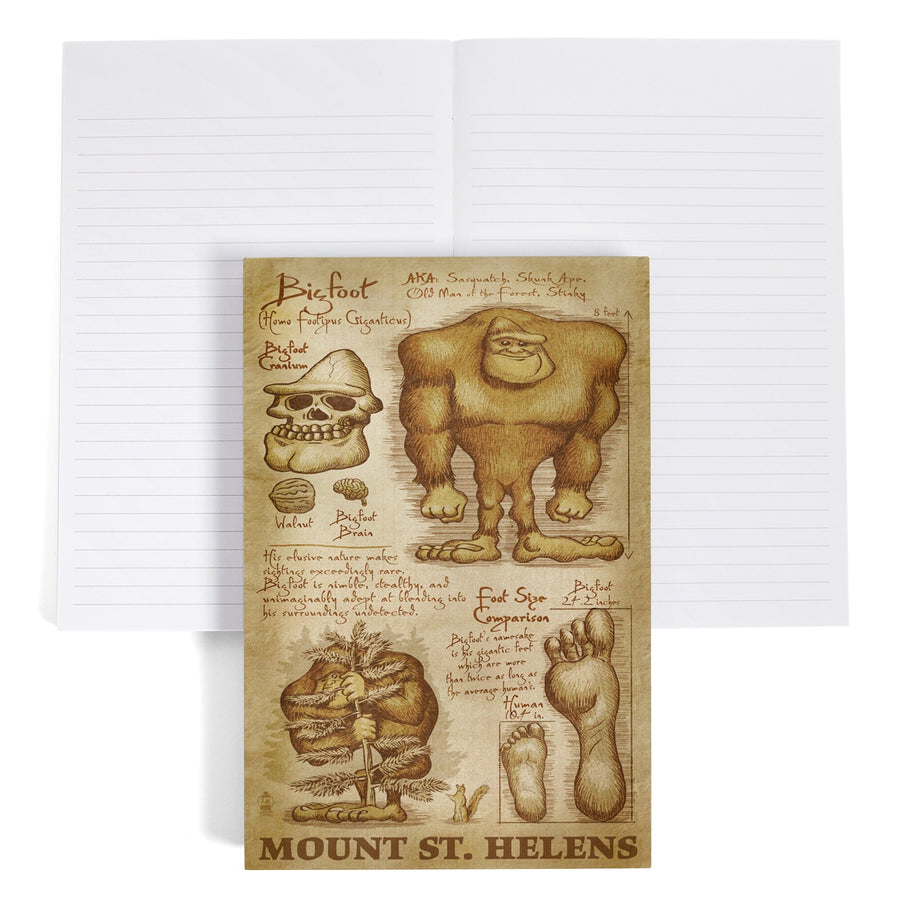 Lined 6x9 Journal, Mount St. Helens, Washington, Bigfoot da Vinci, Lay Flat, 193 Pages, FSC paper Home Lantern Press 