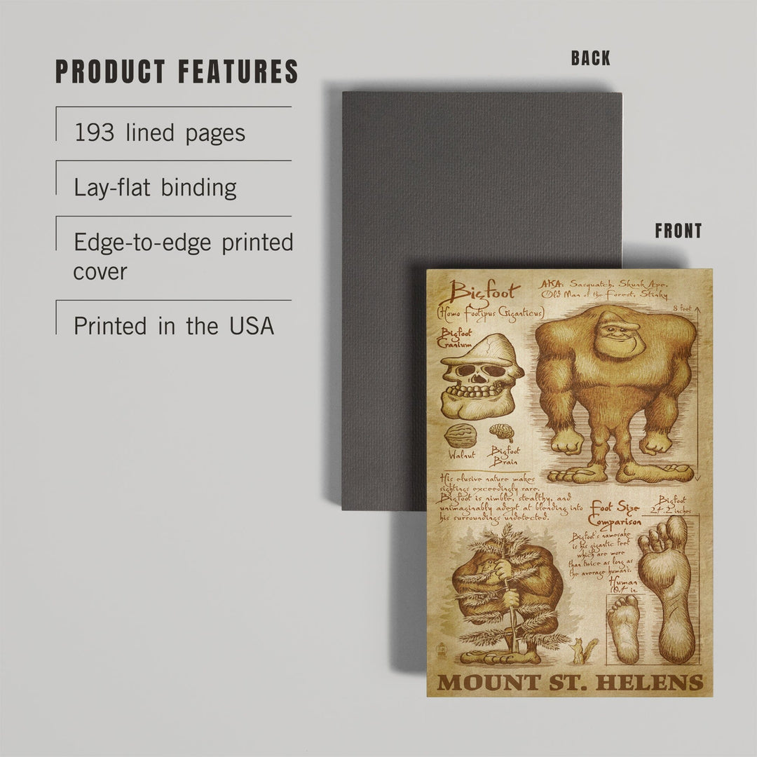 Lined 6x9 Journal, Mount St. Helens, Washington, Bigfoot da Vinci, Lay Flat, 193 Pages, FSC paper Home Lantern Press 