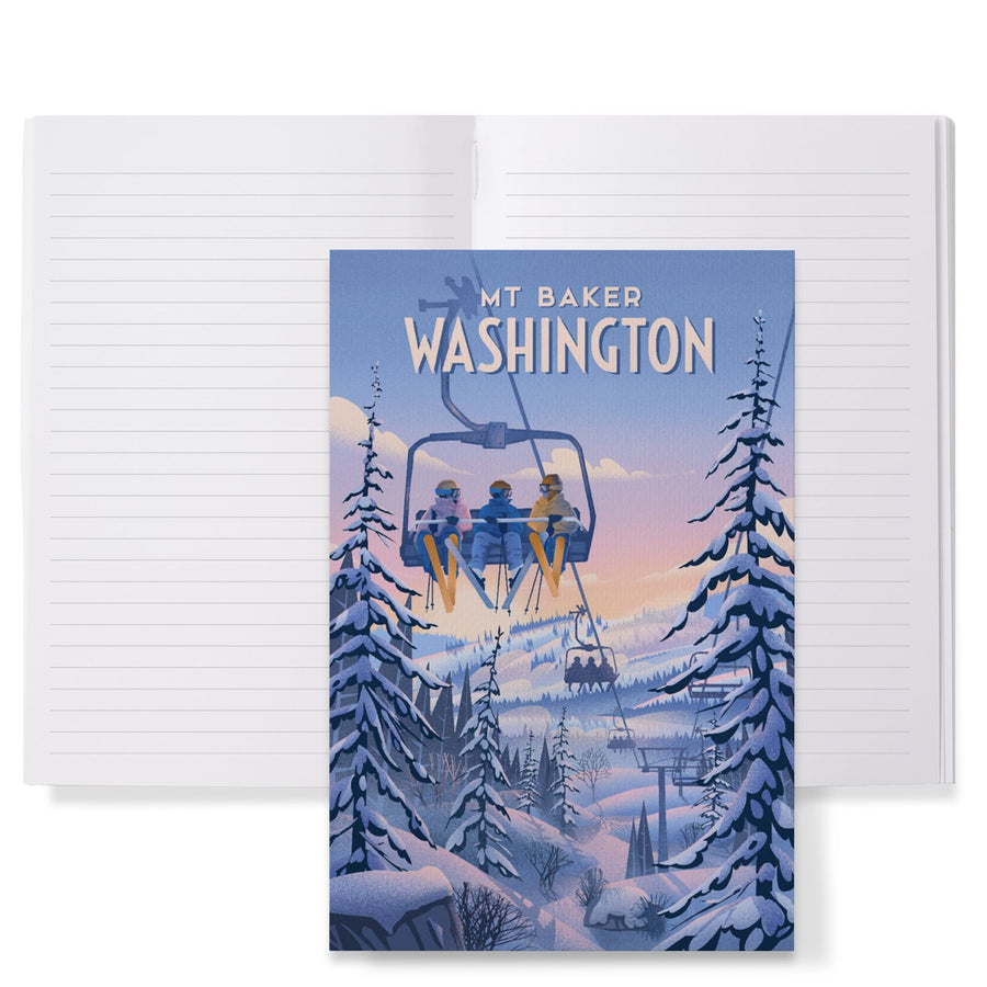 Lined 6x9 Journal, Mt Baker, Washington, Chill on the Uphill, Ski Lift, Lay Flat, 193 Pages, FSC paper Home Lantern Press 