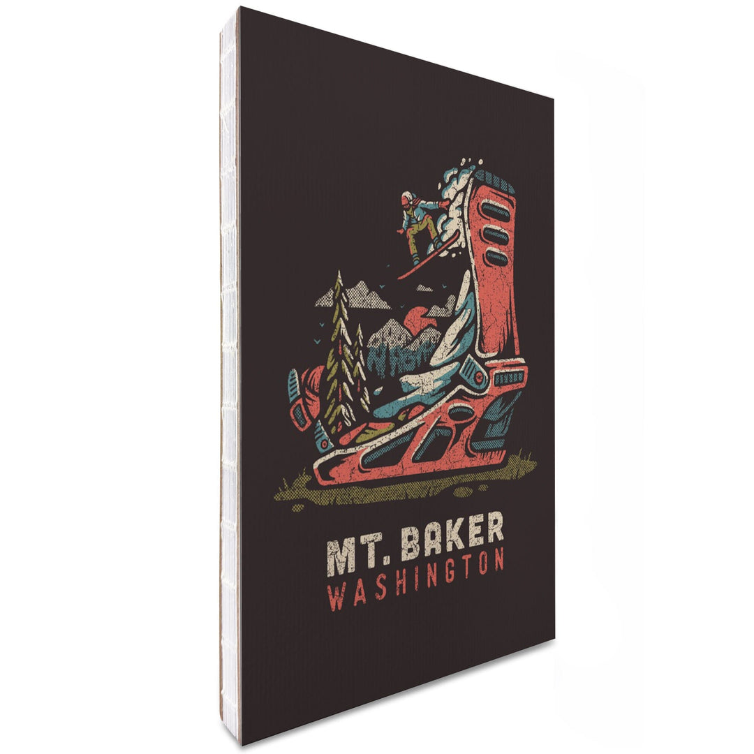 Lined 6x9 Journal, Mt. Baker, Washington, Snowboard Binding, Distressed Vector, Lay Flat, 193 Pages, FSC paper Home Lantern Press 