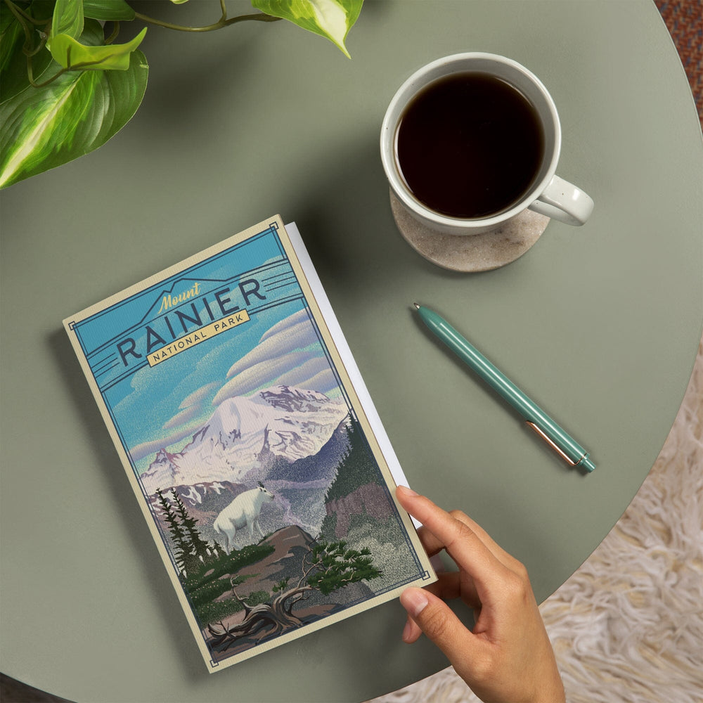 Lined 6x9 Journal, Mt. Rainier National Park, Lithograph National Park Series, Lay Flat, 193 Pages, FSC paper Home Lantern Press 