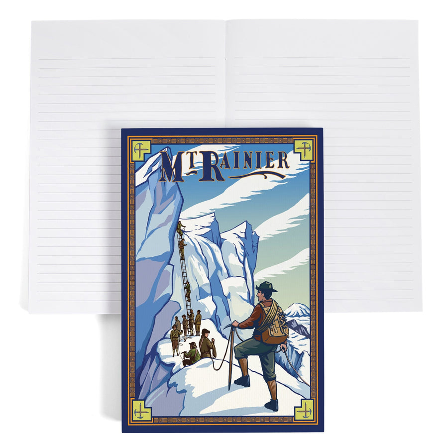 Lined 6x9 Journal, Mt Rainier, Washington, Ice Climbers, Lay Flat, 193 Pages, FSC paper Home Lantern Press 