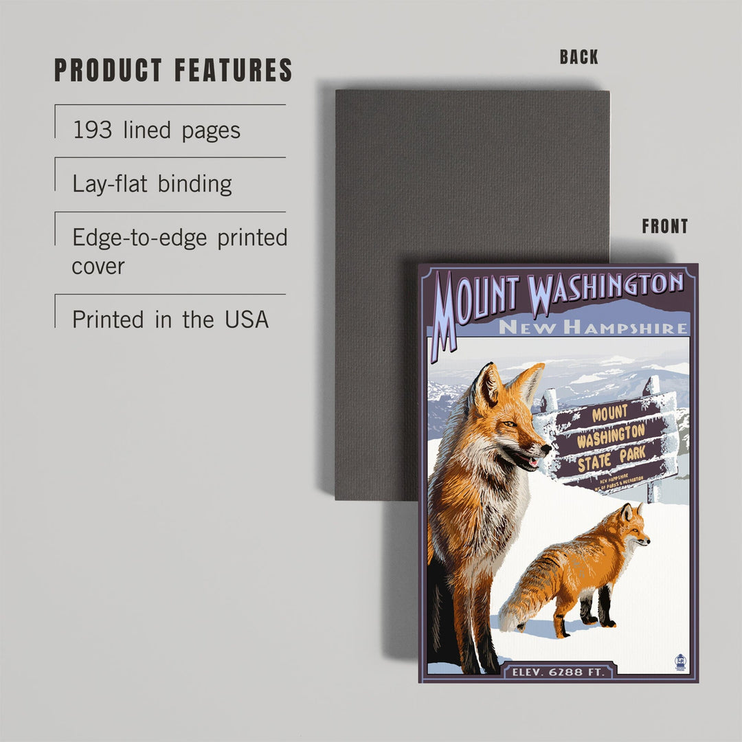 Lined 6x9 Journal, Mt. Washington, New Hampshire, Fox Scene, Lay Flat, 193 Pages, FSC paper Home Lantern Press 