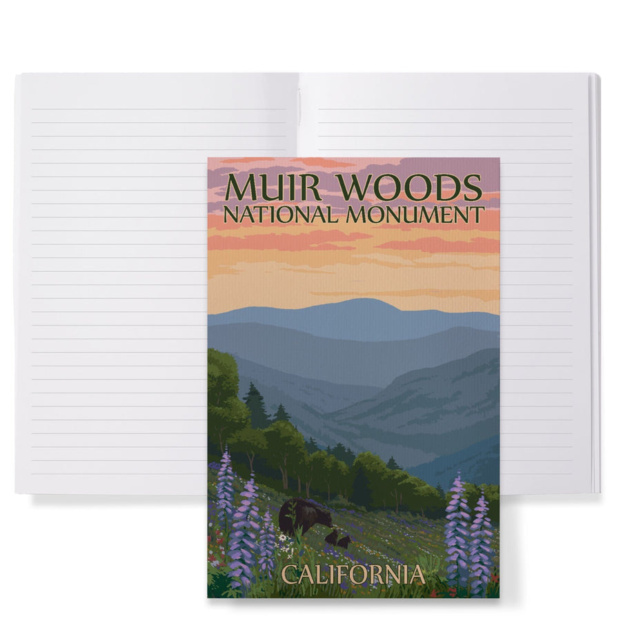 Lined 6x9 Journal, Muir Woods National Monument, California, Bear and Spring Flowers, Lay Flat, 193 Pages, FSC paper Home Lantern Press 