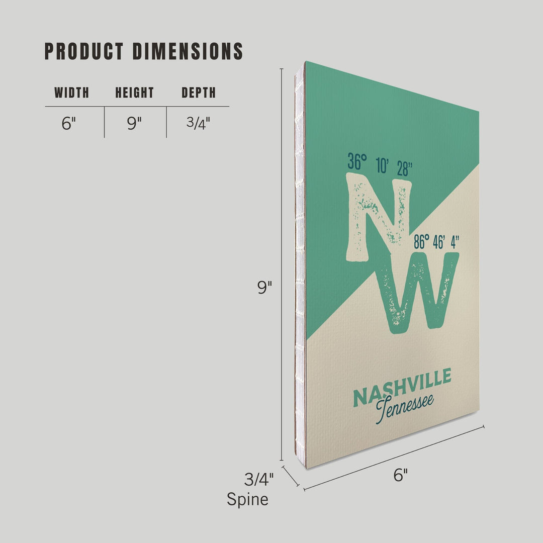 Lined 6x9 Journal, Nashville, Tennessee, Latitude and Longitude, City Series, Lay Flat, 193 Pages, FSC paper Home Lantern Press 