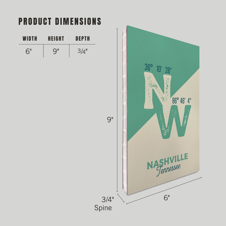 Lined 6x9 Journal, Nashville, Tennessee, Latitude and Longitude, City Series, Lay Flat, 193 Pages, FSC paper Home Lantern Press 