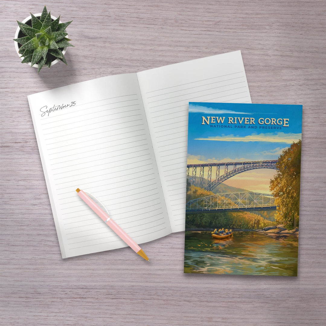 Lined 6x9 Journal, New River Gorge National Park and Preserve, Oil Painting, Lay Flat, 193 Pages, FSC paper Home Lantern Press 