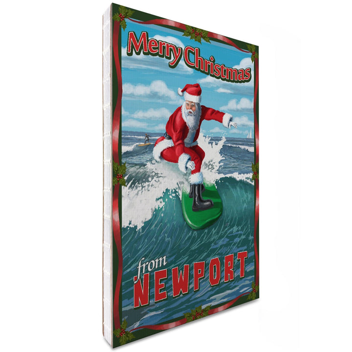 Lined 6x9 Journal, Newport Beach, California, Merry Christmas, Santa Surfing, Lay Flat, 193 Pages, FSC paper Home Lantern Press 