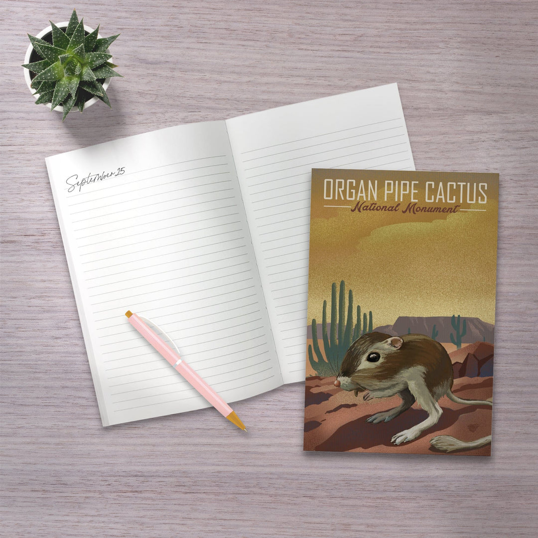 Lined 6x9 Journal, Organ Pipe Cactus National Monument, Arizona, Kangaroo Rat, Lithograph, Lay Flat, 193 Pages, FSC paper Home Lantern Press 