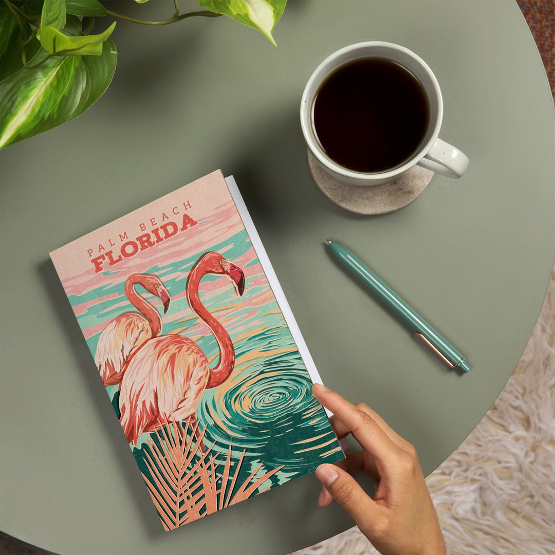 Lined 6x9 Journal, Palm Beach, Florida, Flamingo, Vintage Print Press, Lay Flat, 193 Pages, FSC paper Home Lantern Press 