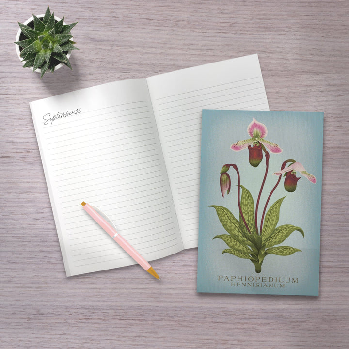 Lined 6x9 Journal, Paphiopedilum, Orchid, Vintage Flora, Lay Flat, 193 Pages, FSC paper Home Lantern Press 