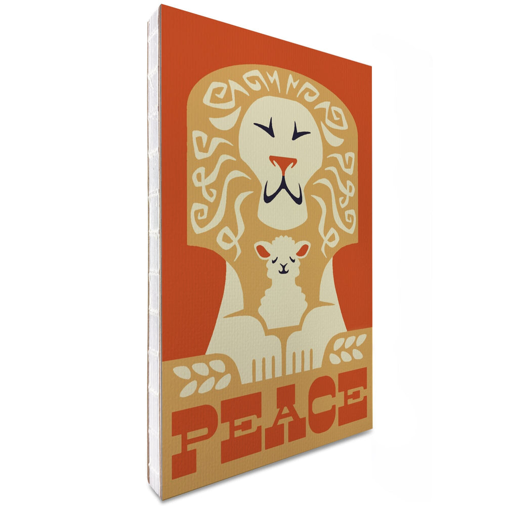 Lined 6x9 Journal, Peace on Earth, Lion, Retro Christmas, Lay Flat, 193 Pages, FSC paper Home Lantern Press 