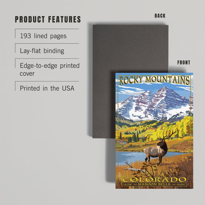 Lined 6x9 Journal, Rocky Mountain National Park, Colorado, Maroon Bells, Lay Flat, 193 Pages, FSC paper Home Lantern Press 