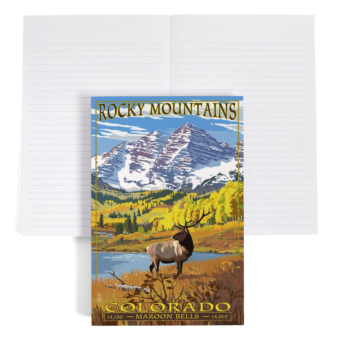 Lined 6x9 Journal, Rocky Mountain National Park, Colorado, Maroon Bells, Lay Flat, 193 Pages, FSC paper Home Lantern Press 