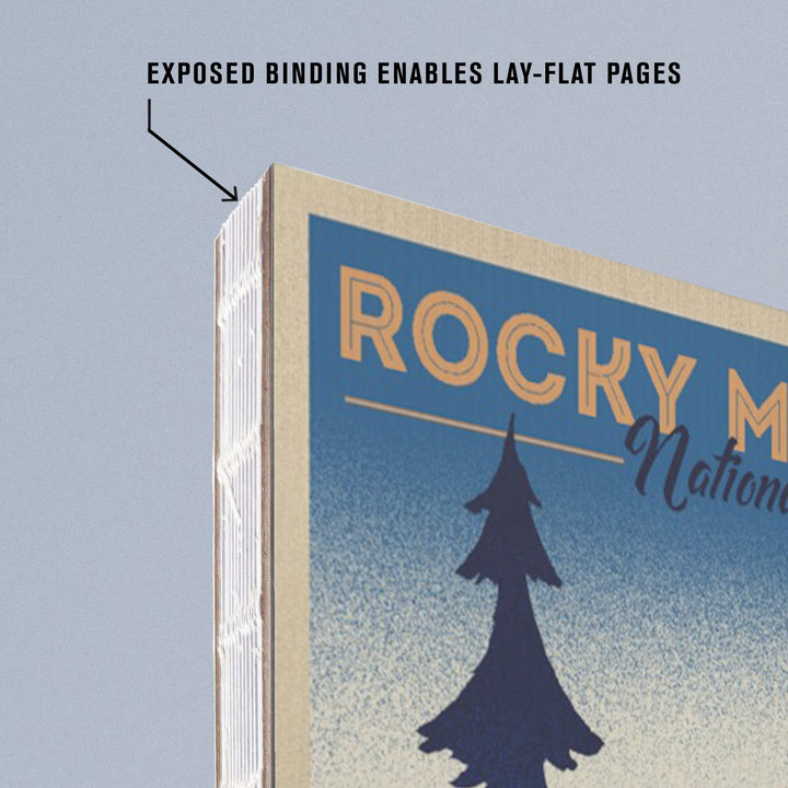 Lined 6x9 Journal, Rocky Mountain National Park, Colorado, Moose and Lake, Lithograph, Lay Flat, 193 Pages, FSC paper Home Lantern Press 