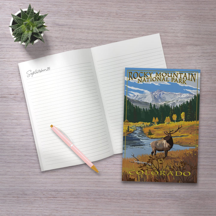 Lined 6x9 Journal, Rocky Mountain National Park, Colorado, Mummy Range, Elk, Lay Flat, 193 Pages, FSC paper Home Lantern Press 