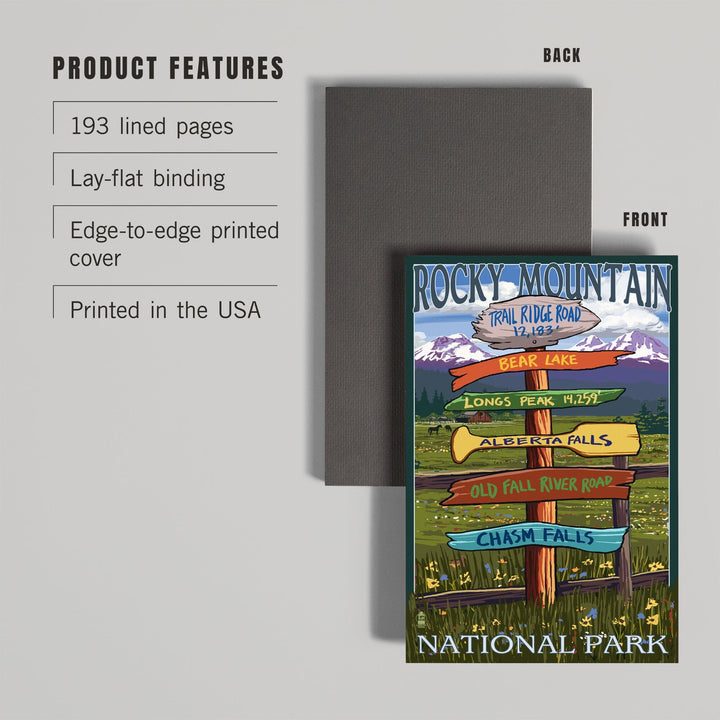 Lined 6x9 Journal, Rocky Mountain National Park, Colorado, Trail Ridge Road, Destination Signpost Press, Lay Flat, 193 Pages, FSC paper Home Lantern Press 