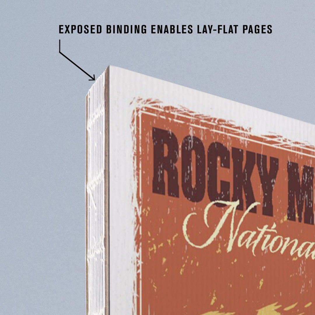 Lined 6x9 Journal, Rocky Mountain National Park, Mountain View and Elk, Distressed, Lay Flat, 193 Pages, FSC paper Home Lantern Press 