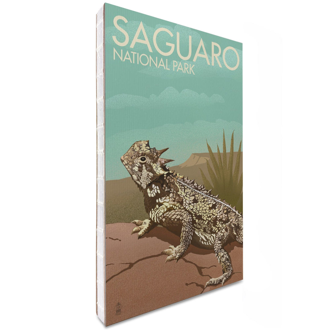 Lined 6x9 Journal, Saguaro National Park, Arizona, Horned Lizard, Lithograph, Lay Flat, 193 Pages, FSC paper Home Lantern Press 