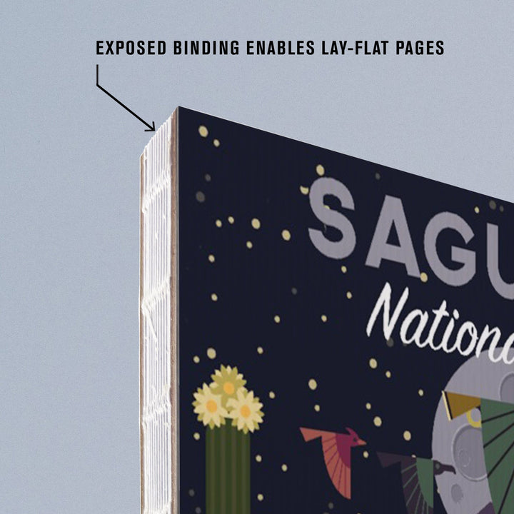 Lined 6x9 Journal, Saguaro National Park, Arizona, Night, Geometric National Park Series, Lay Flat, 193 Pages, FSC paper Home Lantern Press 