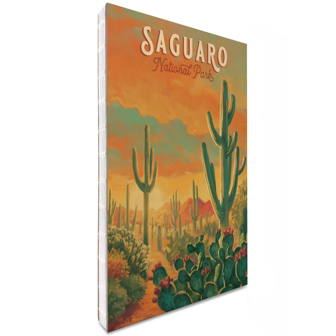 Lined 6x9 Journal, Saguaro National Park, Arizona, Oil Painting National Park Series, Lay Flat, 193 Pages, FSC paper Home Lantern Press 