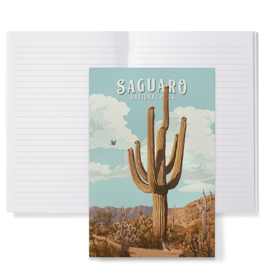 Lined 6x9 Journal, Saguaro National Park, Arizona, Painterly National Park Series, Lay Flat, 193 Pages, FSC paper Home Lantern Press 