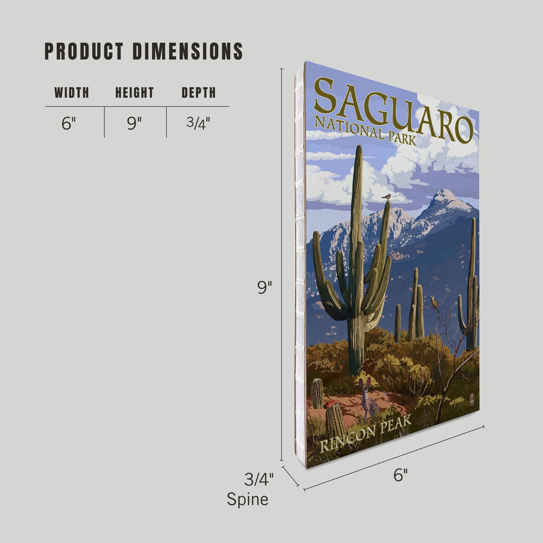 Lined 6x9 Journal, Saguaro National Park, Arizona, Rincon Peak, Lay Flat, 193 Pages, FSC paper Home Lantern Press 