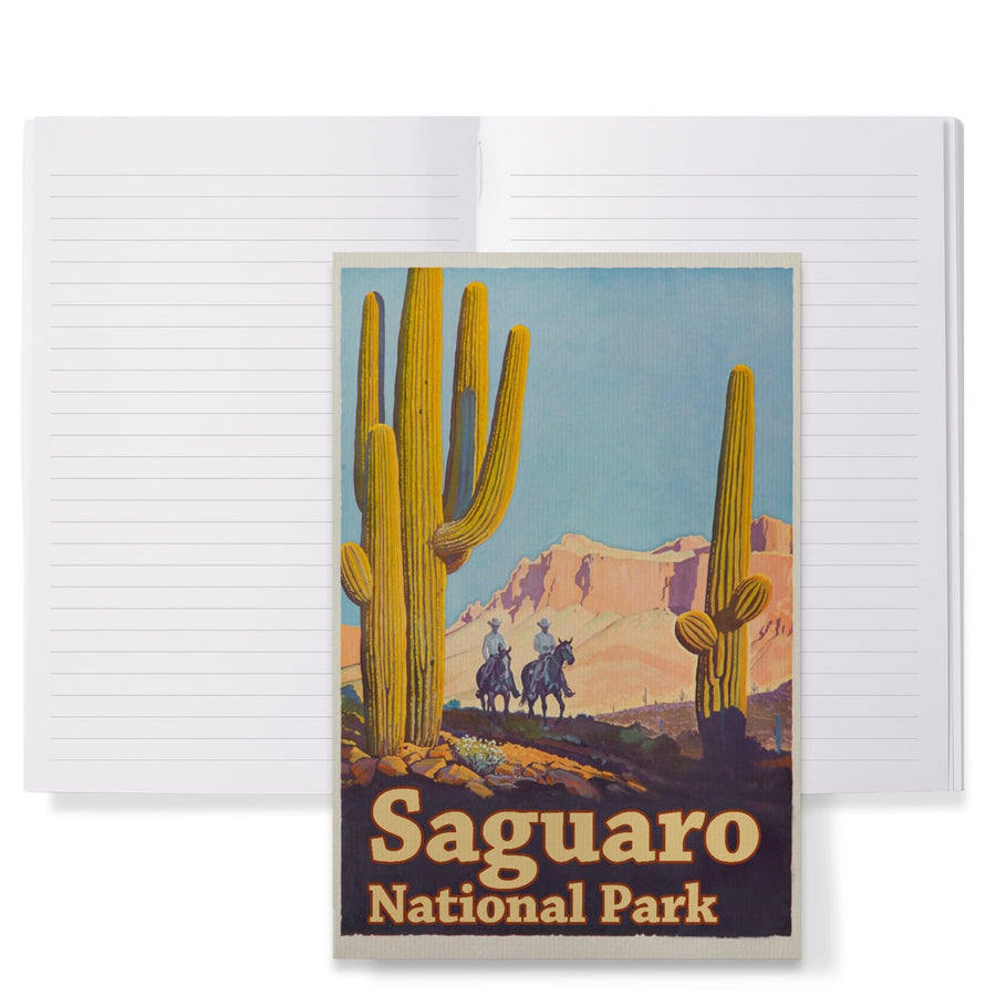 Lined 6x9 Journal, Saguaro National Park Vintage Poster, Lay Flat, 193 Pages, FSC paper Home Lantern Press 