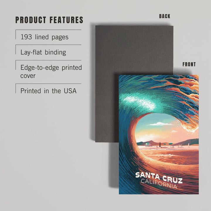 Lined 6x9 Journal, Santa Cruz, California, Epic Wave, Lay Flat, 193 Pages, FSC paper Home Lantern Press 