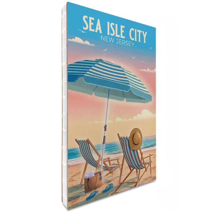 Lined 6x9 Journal, Sea Isle City, New Jersey, Beach Chair and Umbrella, Lay Flat, 193 Pages, FSC paper Home Lantern Press 