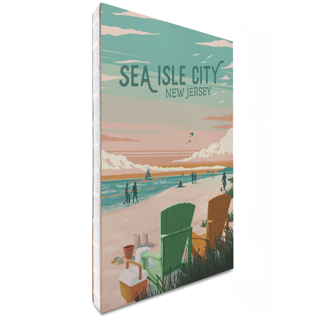 Lined 6x9 Journal, Sea Isle City, New Jersey, Painterly, Bottle This Moment, Beach Chairs, Lay Flat, 193 Pages, FSC paper Home Lantern Press 