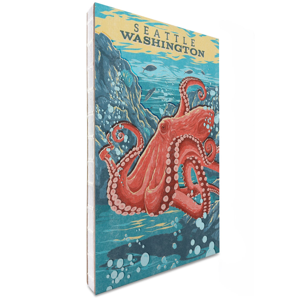 Lined 6x9 Journal, Seattle, Washington, Vintage Print Press, Octopus, Lay Flat, 193 Pages, FSC paper Home Lantern Press 