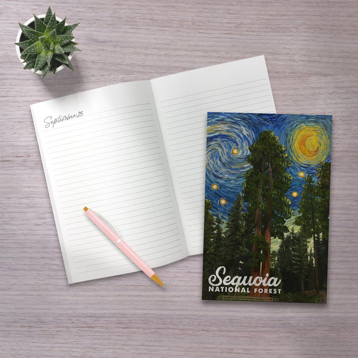 Lined 6x9 Journal, Sequoia National Forest, California, Starry Night National Park Series, Lay Flat, 193 Pages, FSC paper Home Lantern Press 