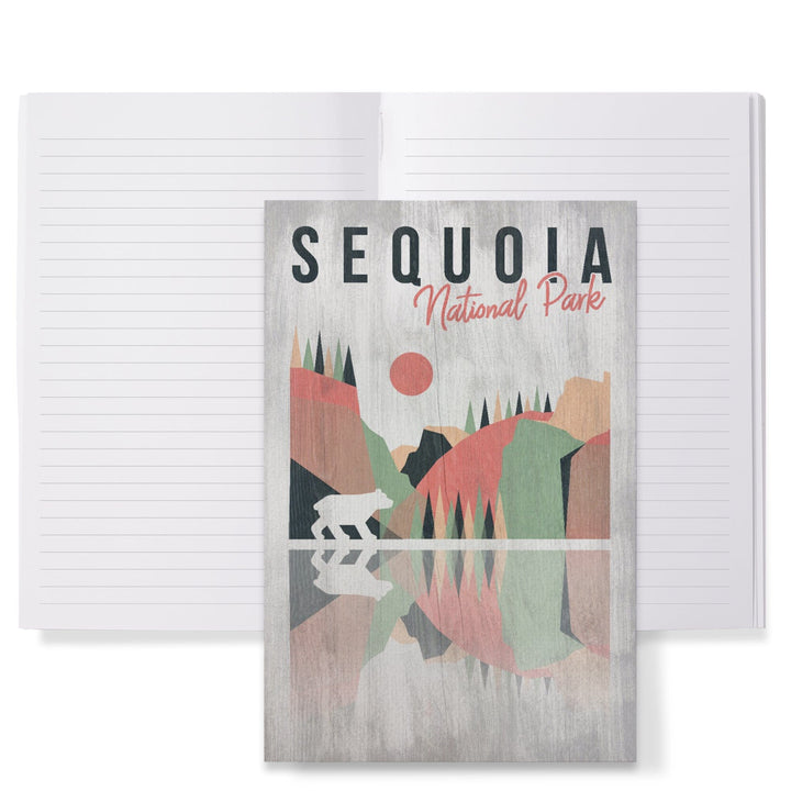 Lined 6x9 Journal, Sequoia National Park, Bear, Geometric Opacity, Lay Flat, 193 Pages, FSC paper Home Lantern Press 