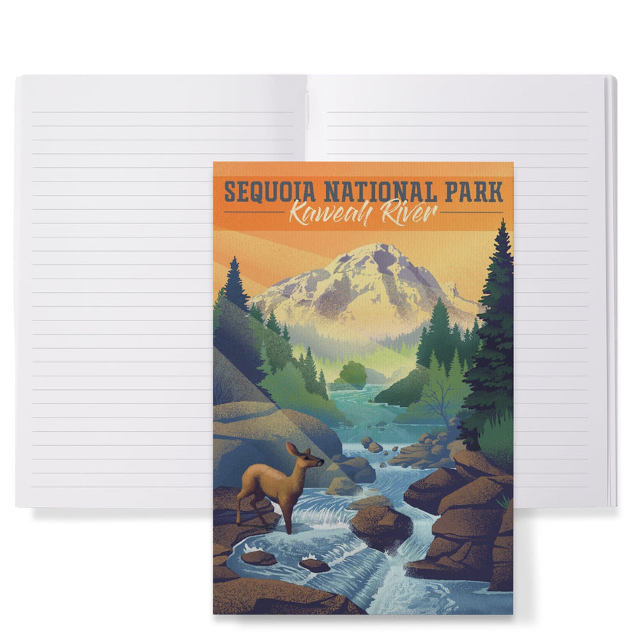 Lined 6x9 Journal, Sequoia National Park, California, Kaweah River, Lithograph, Lay Flat, 193 Pages, FSC paper Home Lantern Press 