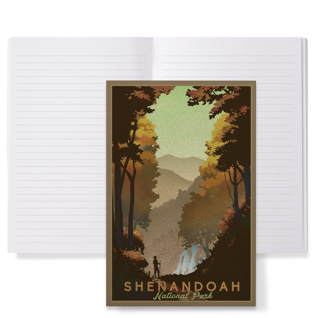 Lined 6x9 Journal, Shenandoah National Park, Falls, Lithograph, Lay Flat, 193 Pages, FSC paper Home Lantern Press 