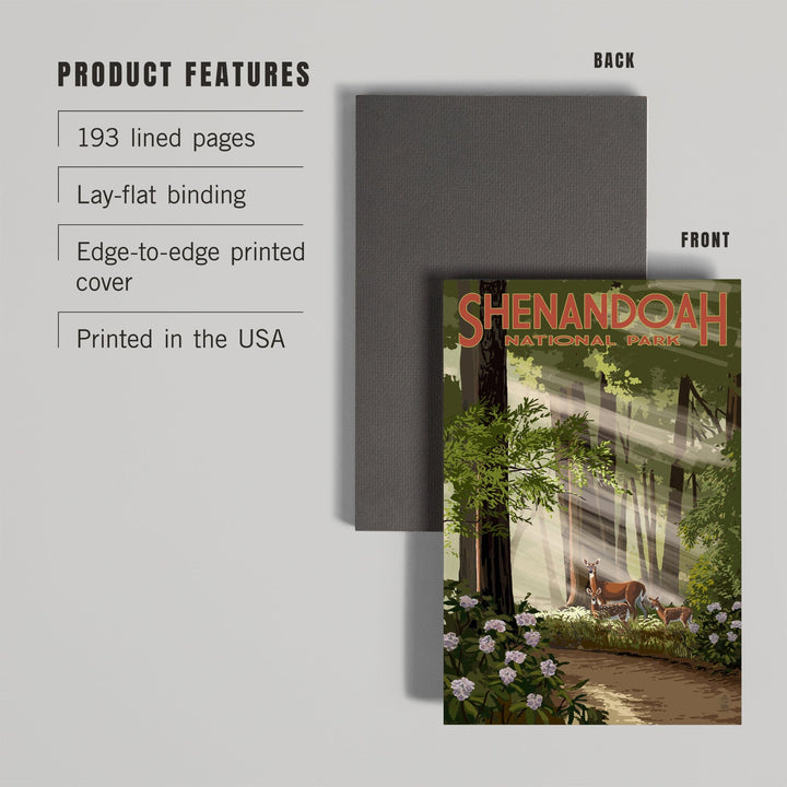 Lined 6x9 Journal, Shenandoah National Park, Virginia, Deer and Fawns, Lay Flat, 193 Pages, FSC paper Home Lantern Press 