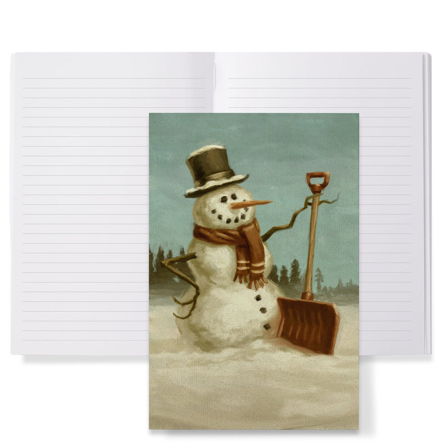 Lined 6x9 Journal, Snowman, Christmas Oil Painting, Lay Flat, 193 Pages, FSC paper Home Lantern Press 