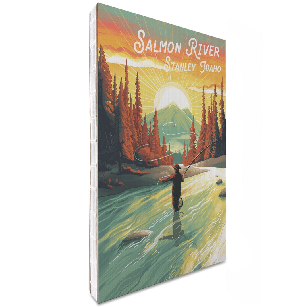 Lined 6x9 Journal, Stanley, Idaho, Salmon River, This is Living, Fishing with Mountain, Lay Flat, 193 Pages, FSC paper Home Lantern Press 