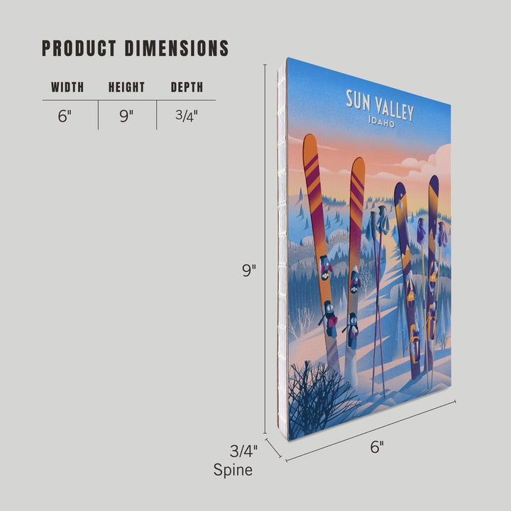 Lined 6x9 Journal, Sun Valley, Idaho, Prepare for Takeoff, Skis In Snowbank, Lay Flat, 193 Pages, FSC paper Home Lantern Press 