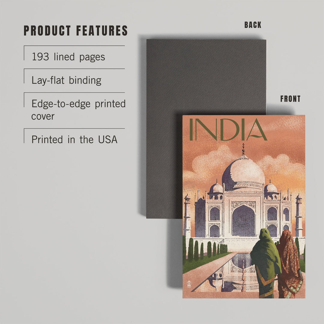 Lined 6x9 Journal, Taj Mahal, India, Lithograph Style, Lay Flat, 193 Pages, FSC paper Home Lantern Press 