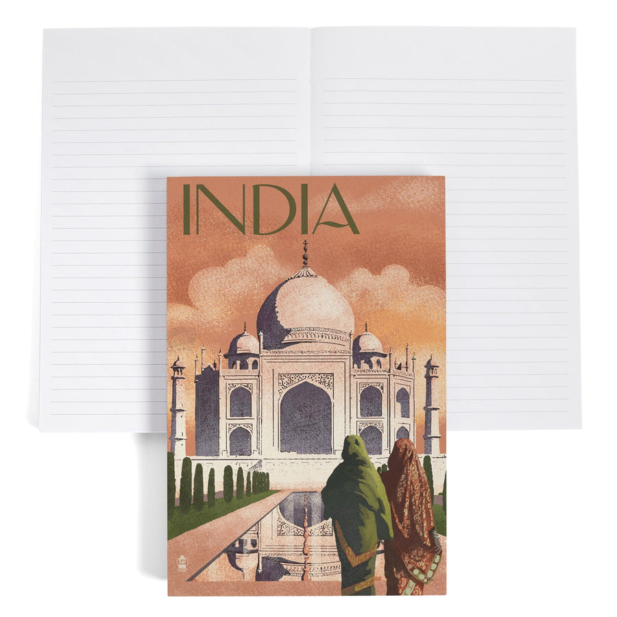 Lined 6x9 Journal, Taj Mahal, India, Lithograph Style, Lay Flat, 193 Pages, FSC paper Home Lantern Press 