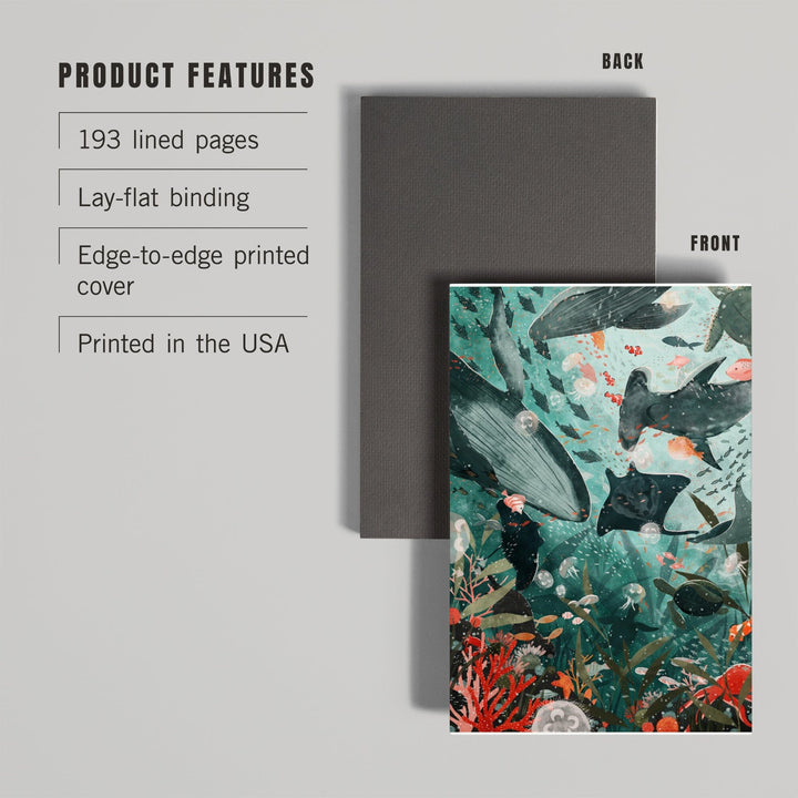 Lined 6x9 Journal, Under The Sea, Lay Flat, 193 Pages, FSC paper Home Lantern Press 